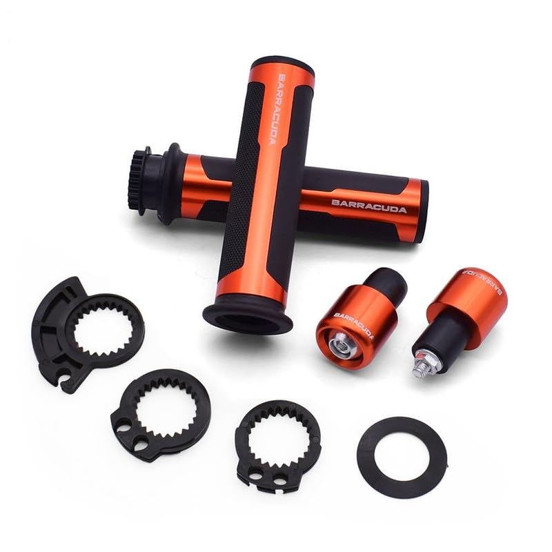 Premium Barracuda Italian Design Handle Grip with Metal Handlebar Ends with Aluminum Insert for Bikes and Motorcycle, (Set of 2)