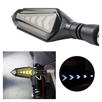 LGP Imported Original Waterproof Arrow Running Blinker Bright LED Indicators Universal For All Bike Models Motorcycle Turn Signal Lights (Pack of 2, Yellow With Blue)
