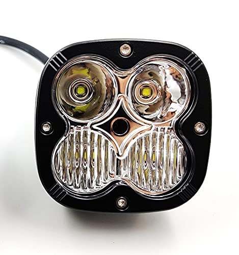 4 LED 60 Watt Fog Light Super Bright Spot Flood Beam Dual Mode Spread Spot Lamp For Motorcycle Cars Bikes & SUV, (2PCS), White