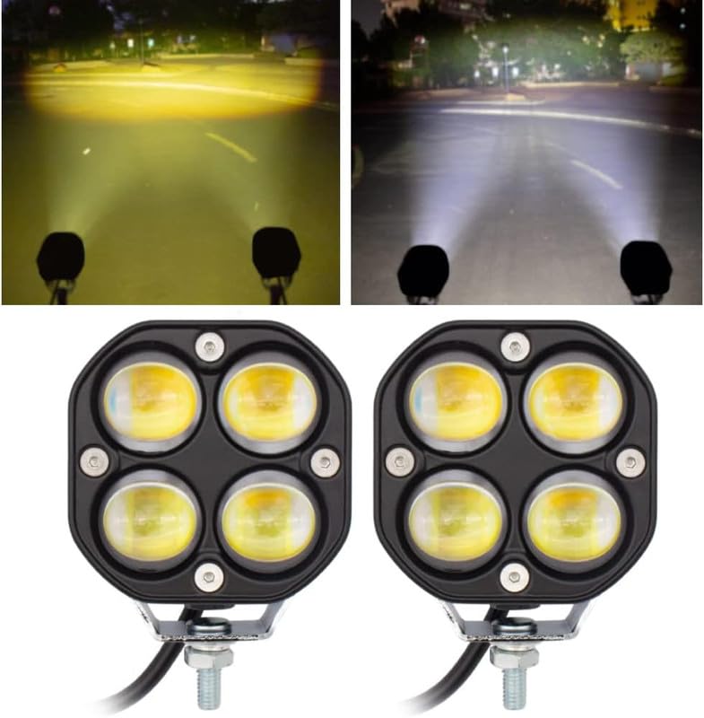 LED 60 Watt Fog Light 4x4 Projector Yellow, White High Beam Universal for Bikes and Cars