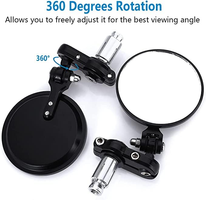 Universal Bike ROUND Folding Mirror Glass Bar End Rear View Mirrors Motorcycle Handlebar Side View Mirrors for - All Bike