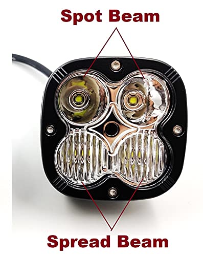 4 LED 60 Watt Fog Light Super Bright Spot Flood Beam Dual Mode Spread Spot Lamp For Motorcycle Cars Bikes & SUV, (2PCS), White