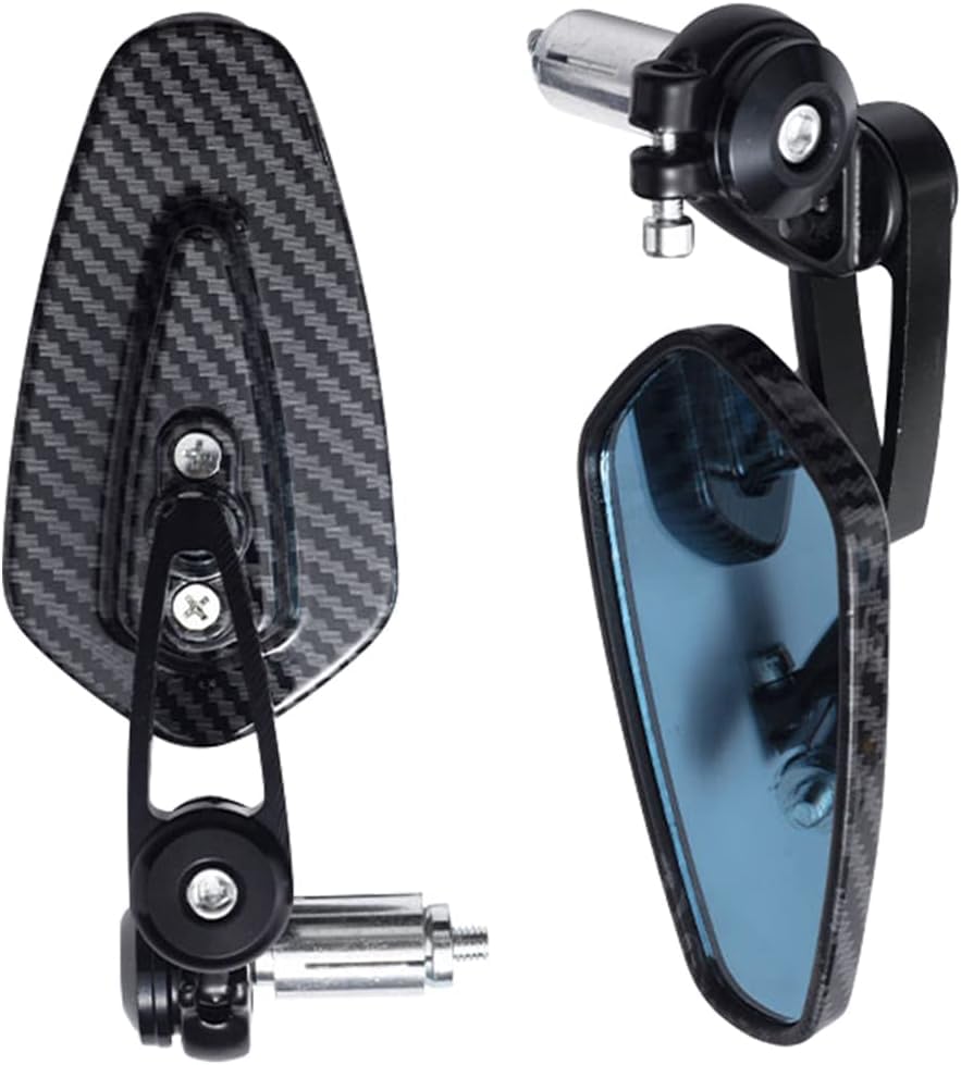CNC Aluminium 7/8" Universal Handle Bar End Rearview Foldable Side Mirror for All Bikes and Motorcycle, Carbon BLACK