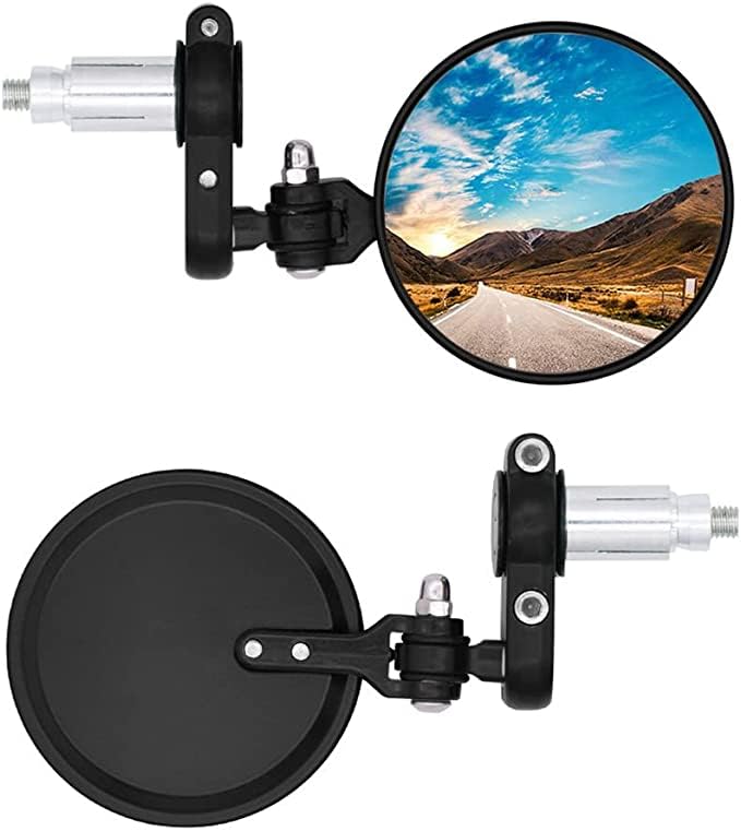 Universal Bike ROUND Folding Mirror Glass Bar End Rear View Mirrors Motorcycle Handlebar Side View Mirrors for - All Bike