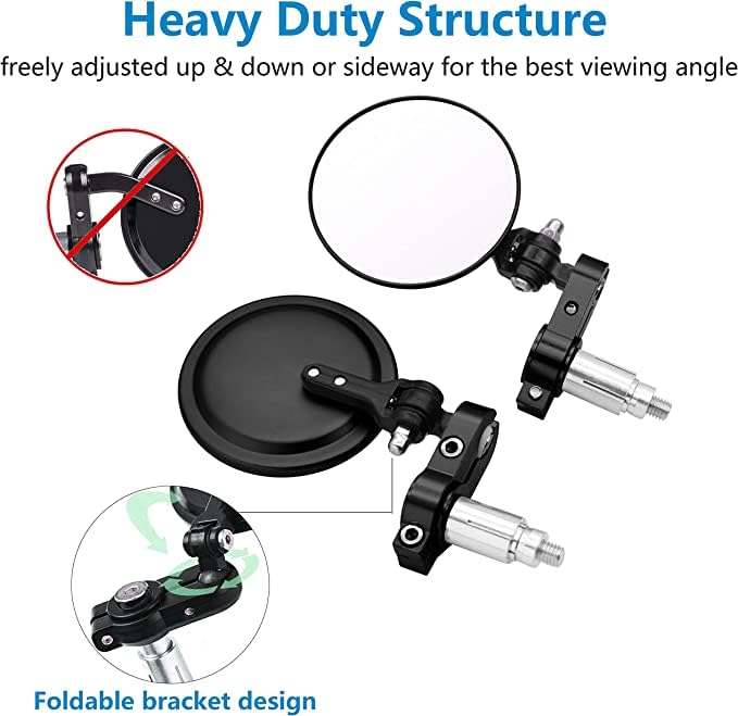 Universal Bike ROUND Folding Mirror Glass Bar End Rear View Mirrors Motorcycle Handlebar Side View Mirrors for - All Bike