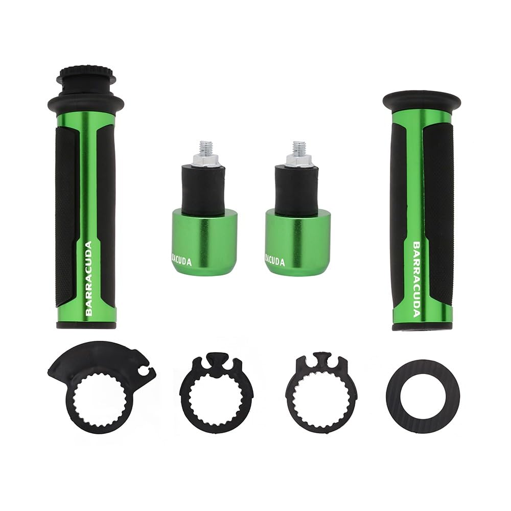 Premium Barracuda Italian Design Handle Grip with Metal Handlebar Ends with Aluminum Insert for Bikes and Motorcycle, (Set of 2)