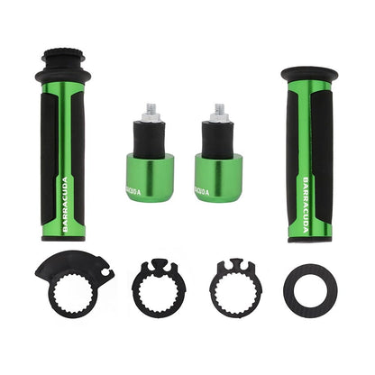 Premium Barracuda Italian Design Handle Grip with Metal Handlebar Ends with Aluminum Insert for Bikes and Motorcycle, (Set of 2)