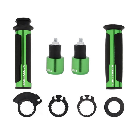 Premium Barracuda Italian Design Handle Grip with Metal Handlebar Ends with Aluminum Insert for Bikes and Motorcycle, (Set of 2)