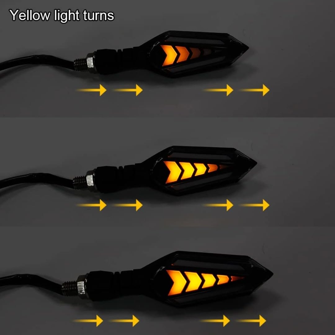 LGP Imported Original Waterproof Arrow Running Blinker Bright LED Indicators Universal For All Bike Models Motorcycle Turn Signal Lights (Pack of 2, Yellow With Blue)