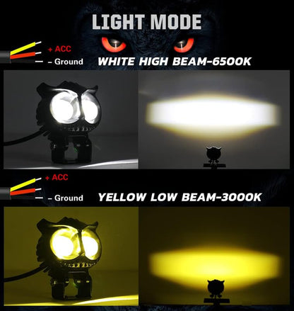 HJG OWL Shape LED Fog Light Yellow-White high Beam For Universal Vehicles 9 V-60 V 30 W