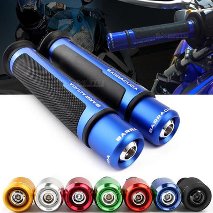 Premium Barracuda Italian Design Handle Grip with Metal Handlebar Ends with Aluminum Insert for Bikes and Motorcycle, (Set of 2)