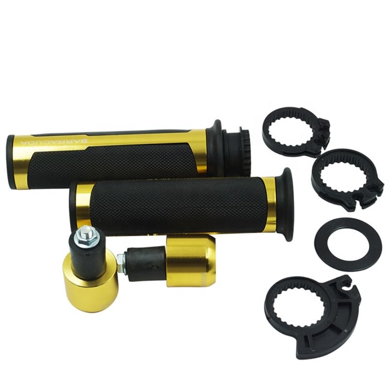 Premium Barracuda Italian Design Handle Grip with Metal Handlebar Ends with Aluminum Insert for Bikes and Motorcycle, (Set of 2)