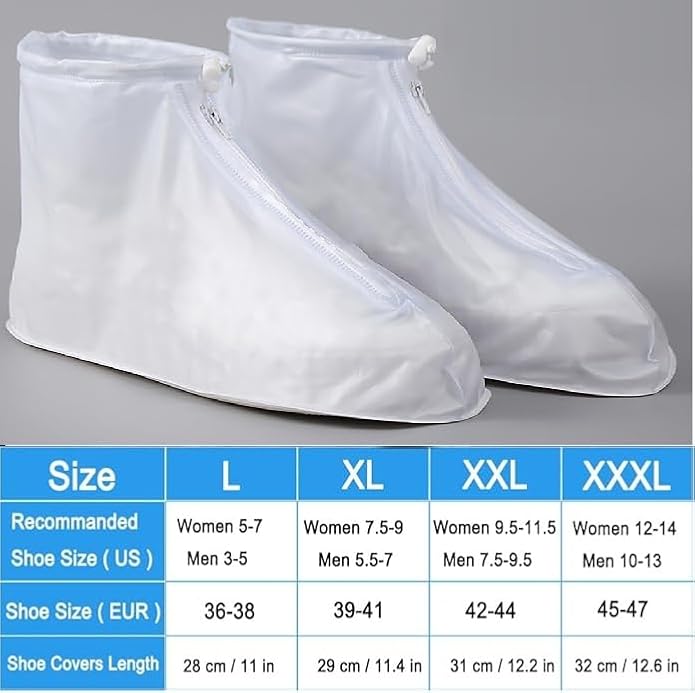 GUB Reusable PVC Waterproof Shoe Covers,Shoe Protectors with Waterproof Zipper and Drawstring Design,Not-Slip Rain Shoe Covers for Women and Men