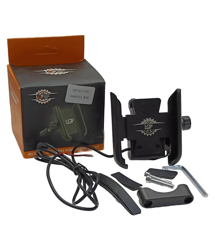 LGP LUNKAR GENUINE PARTS Metal CNC Charging 3.0 Mobile Phone Holder Handlebar Mount Stand 360° Rotational for All Smartphones