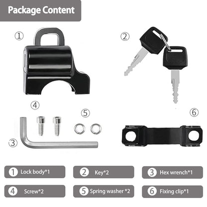 GUB Motorcycle Helmet Lock, Motorbike Accessories, Bike Handlebar Tubing Helmet Lock,Anti-Theft Helmet Safety Lock Metal 22mm-26mm with 2 Keys Motorcycle Accessories, Black