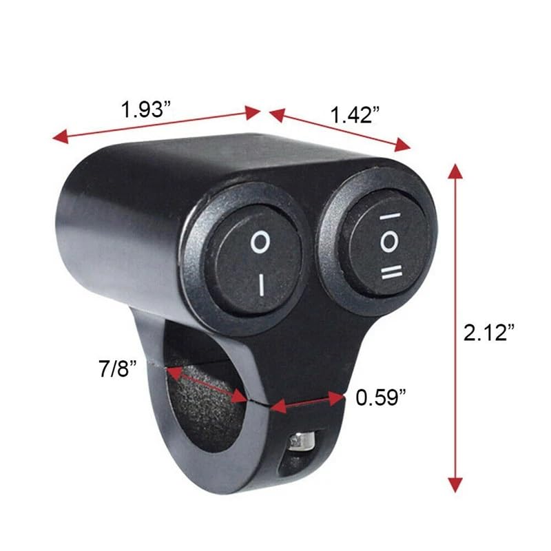 7/8-inch Motorcycle Handlebar Dual Button CNC Metal 12V Switch (1WAY / 2Way) Control for Headlight, Fog Light, Horn, Hazard Control