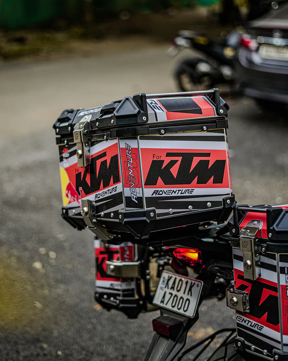 Premium Aluminum KTM Graphics Top Box & Panniers