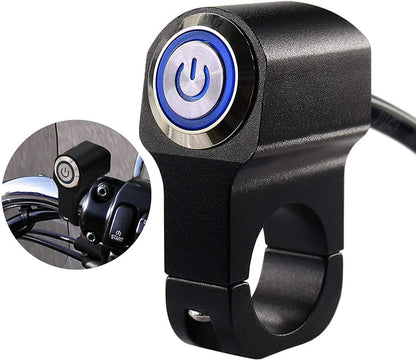 Motors Universal 12V CNC Handlebar Single Push Button With LED Indicator Switch Control Metal Switch for All Bikes and Motorcycles