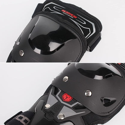 SCOYCO Motorcycle Knee & Elbow Guards,with PP Shell Protection, Shin Safe Protector for Outdoor Cycling Racing Sports (4 in 1)