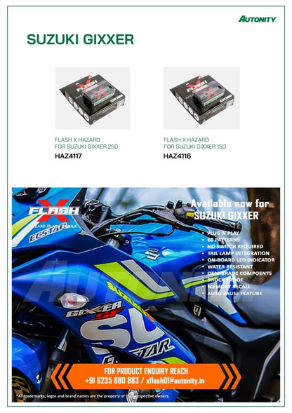 GUB  Flash X Hazard Flash Module, Blinker/Flasher for Suzuki Gixxer 150, 250