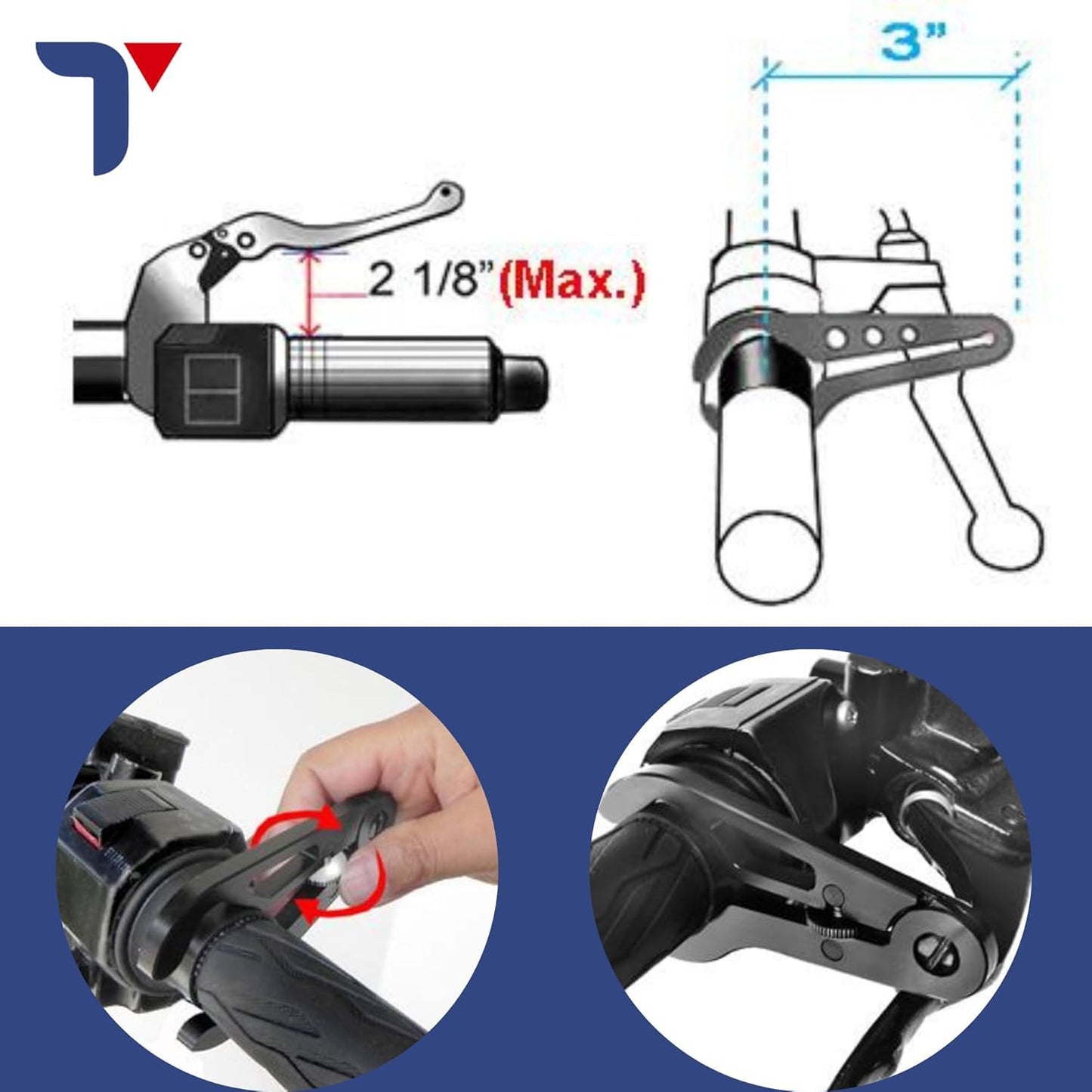 GUB Durable Universal Motorcycle Throttle Lock, Control Assist - Wrist Support for Long Riding Trips, Adjustable Tension - Cruise Control Alternatives, Black