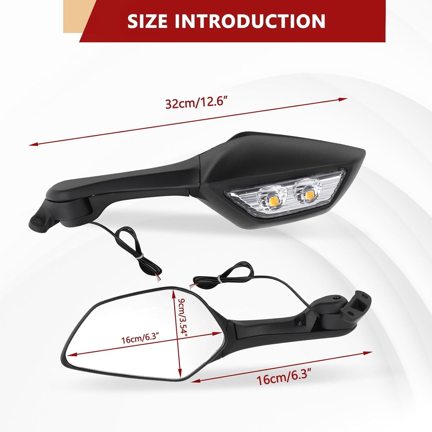 Motorcycle Rearview Mirrors with Built-In Turn Signals Fit for ZX-10R 2021-2024