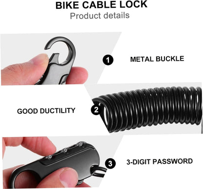 GUB 3-Digit Combination Cable - Portable & Resettable Password Bike/Bicycle Helmet Heavy Duty Security Number Lock for All Motorcycles and House Hold Needs, BLACK