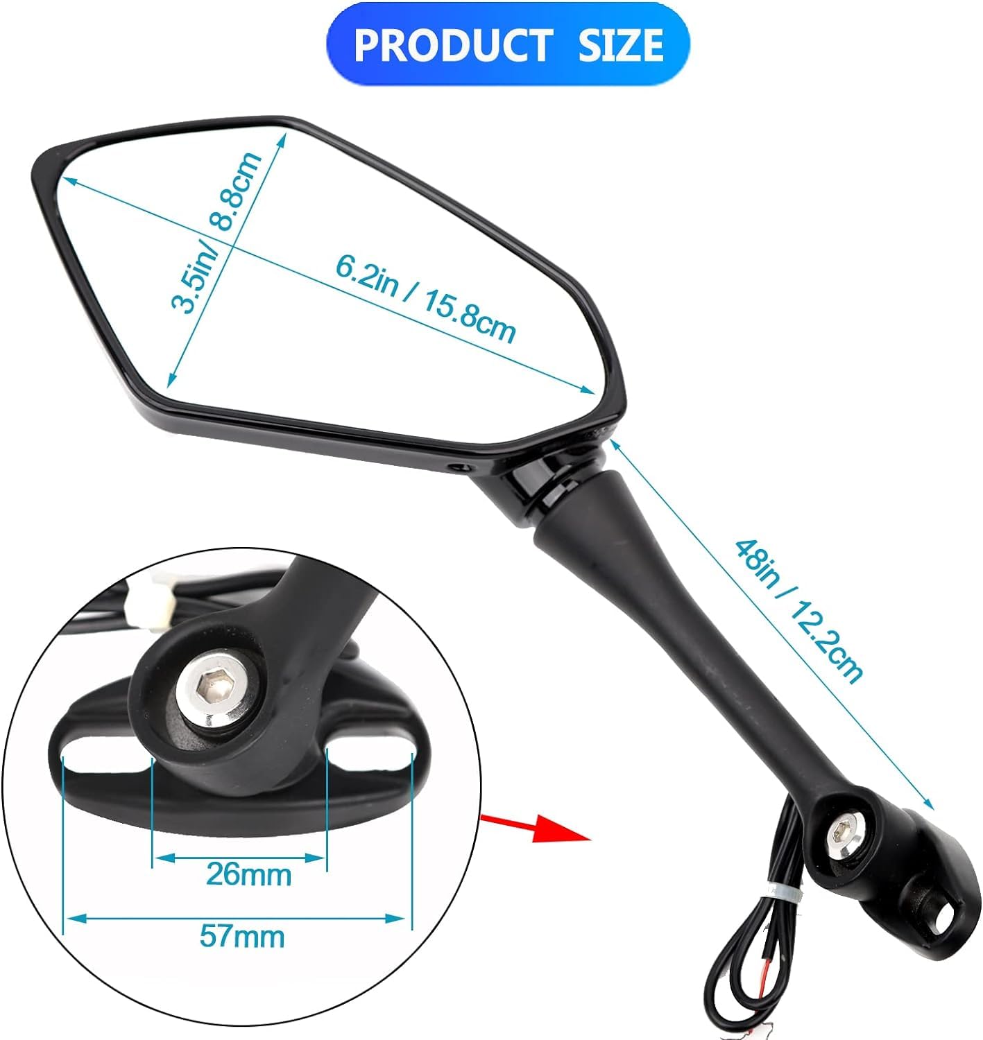 LED Running Light Motorcycle Rearview Mirrors with Front arrow LED Fit for R15 V3/V4, CBR, Zixxer And All Faired Bikes