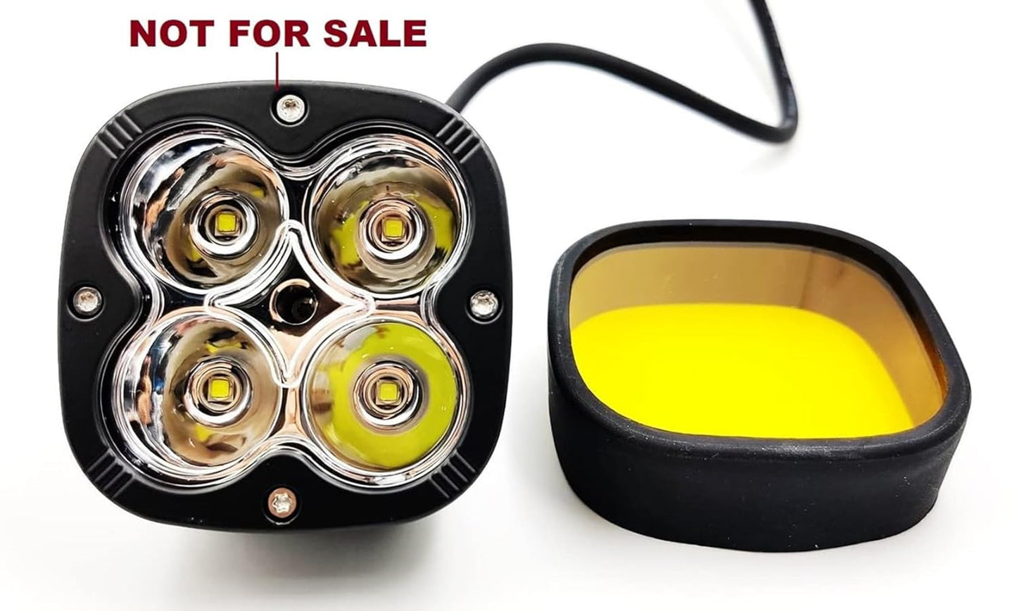 GEAR UP HJG 4 LED Square Fog Lamp Yellow Cover With Acyrlic Yellow Lens (Set of 2)