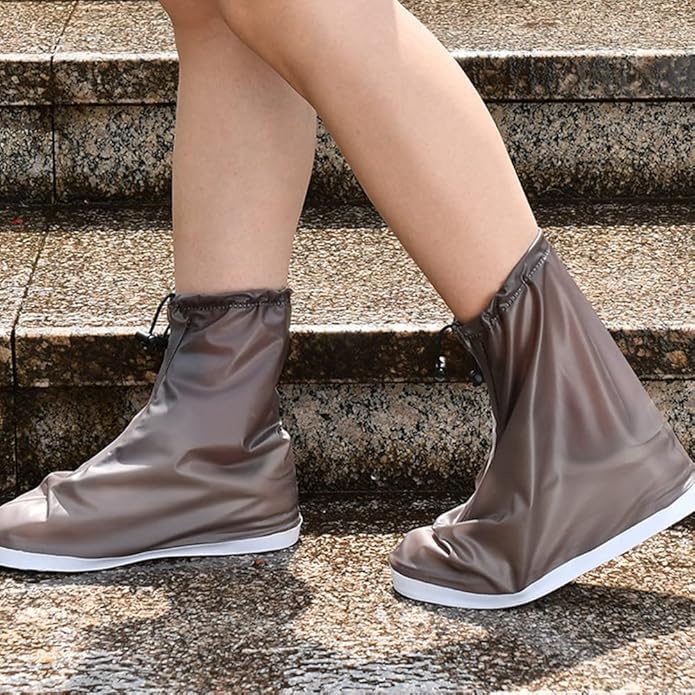 GUB Reusable PVC Waterproof Shoe Covers,Shoe Protectors with Waterproof Zipper and Drawstring Design,Not-Slip Rain Shoe Covers for Women and Men