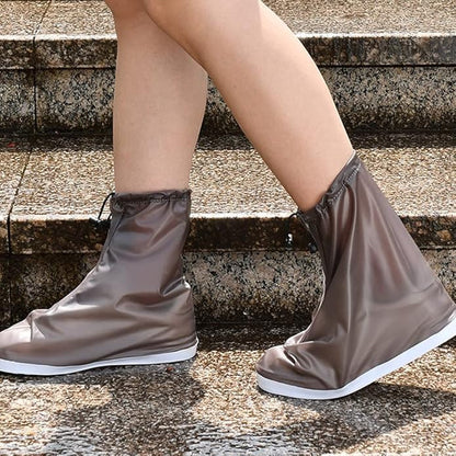 GUB Reusable PVC Waterproof Shoe Covers,Shoe Protectors with Waterproof Zipper and Drawstring Design,Not-Slip Rain Shoe Covers for Women and Men