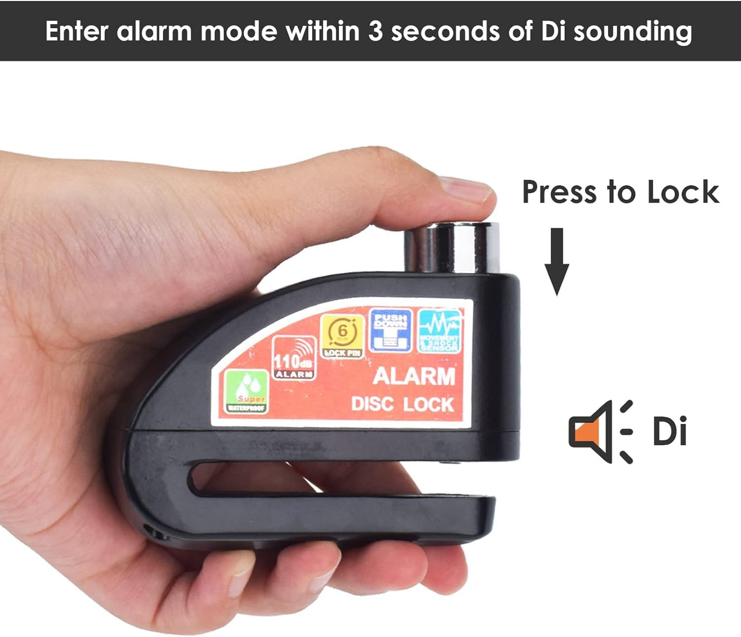 GUB Alarm Disc Lock Motorbike Anti-Theft Disc Brake Lock with 110dB Alarm Siren Sound for Motorcycle Bike Scooter (DISC Lock Alarm)