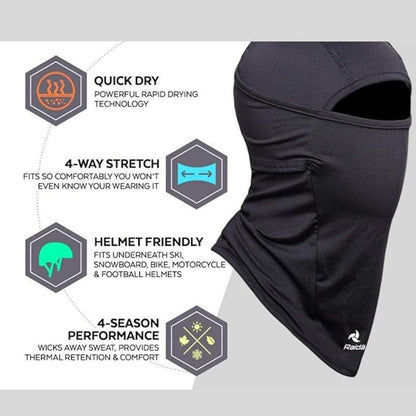 Raida Touring Balaclava | Perfect for Winter Rides | Sweat Absorbent | Stay Warm | Quick Dry, BLACK