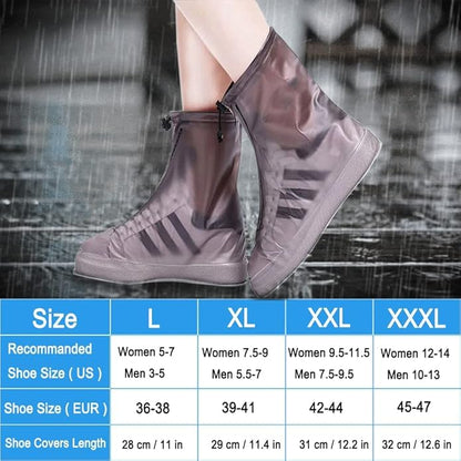 GUB Reusable PVC Waterproof Shoe Covers,Shoe Protectors with Waterproof Zipper and Drawstring Design,Not-Slip Rain Shoe Covers for Women and Men