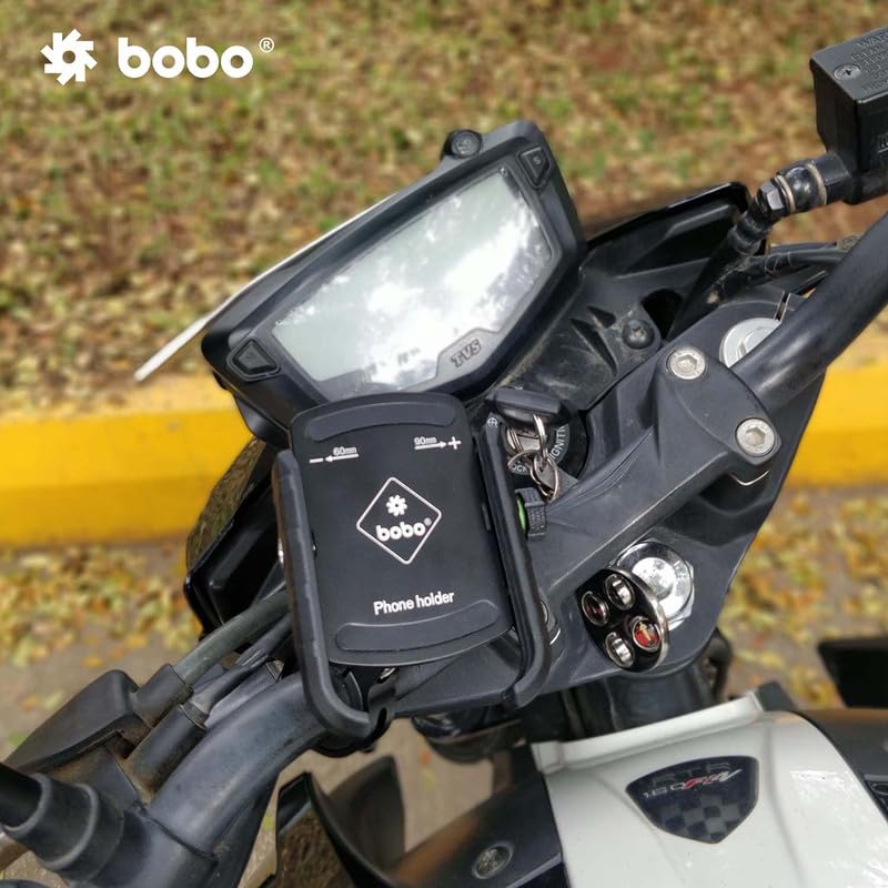 BOBO BM4 PRO Jaw-Grip with Vibration Contoller Waterproof Bike/Motorcycle/Scooter Mobile Phone Holder Mount, Ideal for Maps and GPS Navigation (Black)