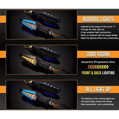 LGP Imported Original Waterproof Arrow Running Blinker Bright LED Indicators Universal For All Bike Models Motorcycle Turn Signal Lights (Pack of 2, Yellow With Blue)