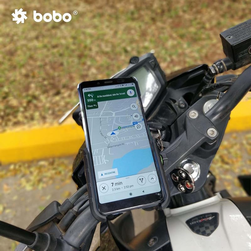 BOBO BM4 PRO Jaw-Grip with Vibration Contoller Waterproof Bike/Motorcycle/Scooter Mobile Phone Holder Mount, Ideal for Maps and GPS Navigation (Black)