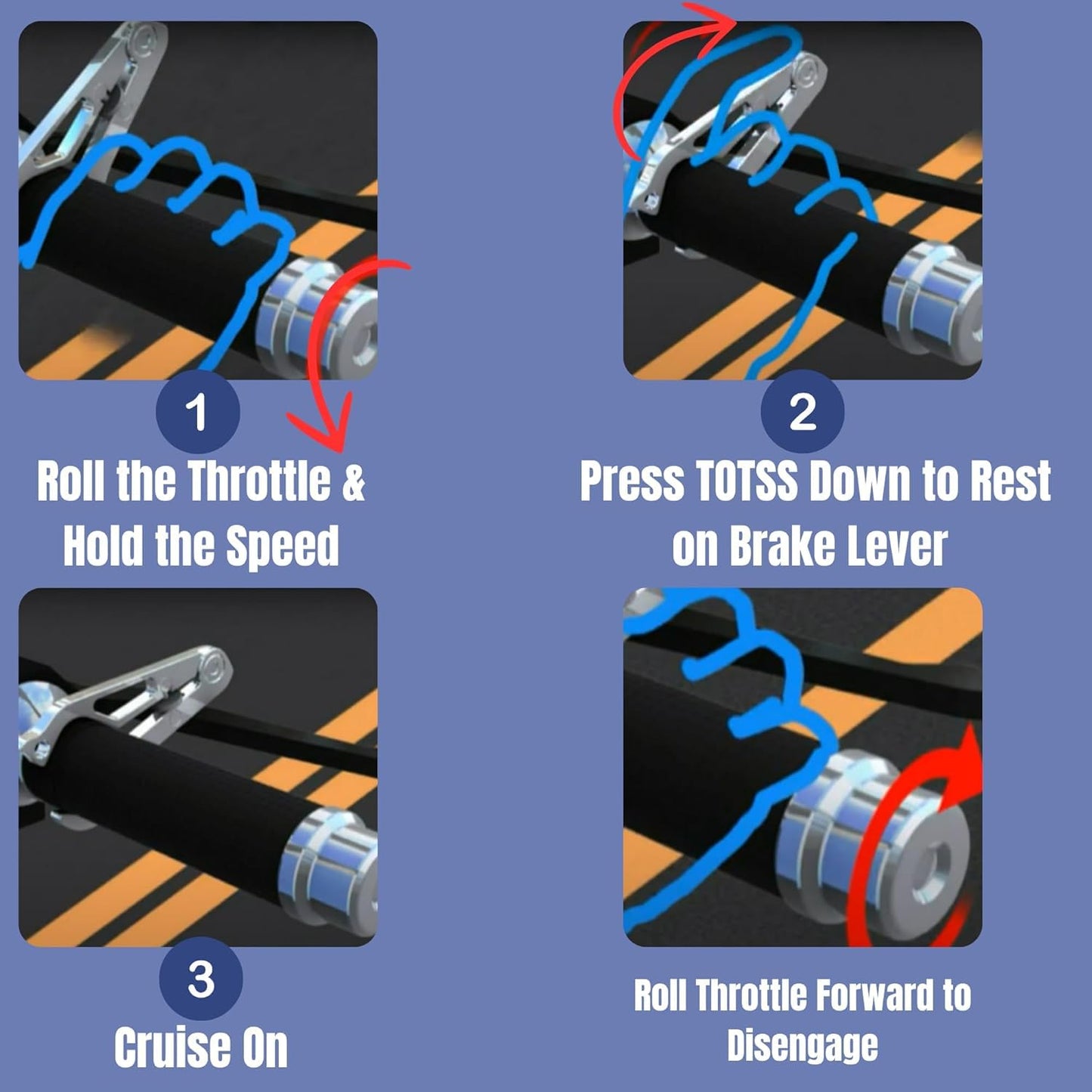 GUB Durable Universal Motorcycle Throttle Lock, Control Assist - Wrist Support for Long Riding Trips, Adjustable Tension - Cruise Control Alternatives, Black