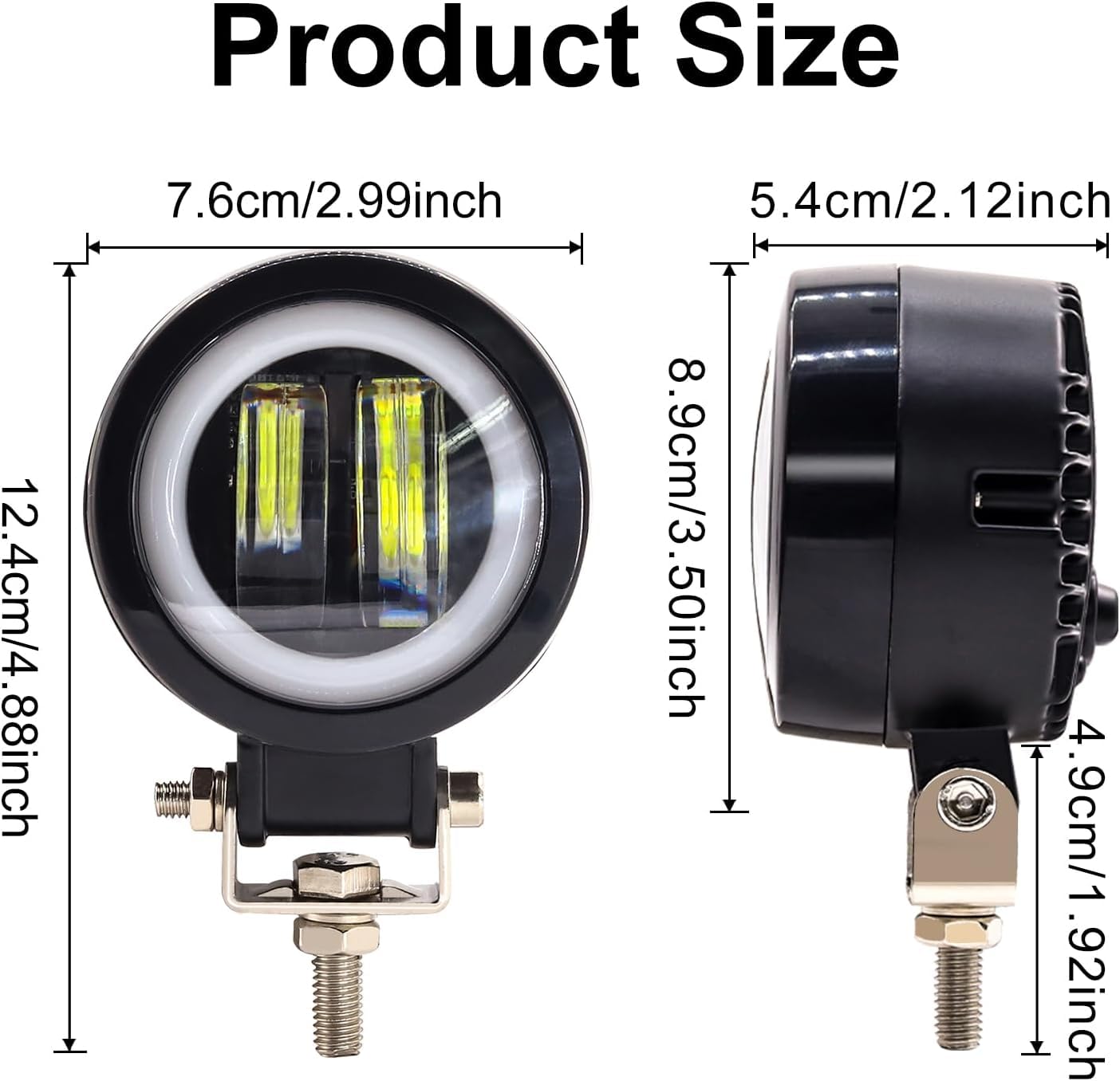 3inch Motorcycle LED Headlight Fog Light Motorcycle Driving Lights 20W Headlights Round Led Light Round LED Angel Eye Light Waterproof Fog Flood Light for Motorcycle Truck SUV UTV ATV etc, Red