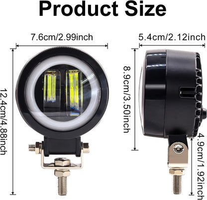 HJG 3inch Motorcycle LED Headlight Fog Light Motorcycle Driving Lights 20W Headlights Round Led Light Round LED Angel Eye Light Waterproof Fog Flood Light for Motorcycle Truck SUV UTV ATV etc, Red