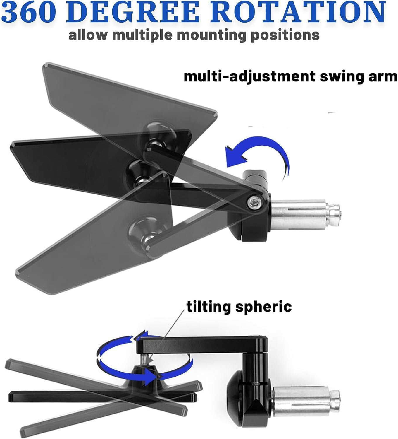 Motorcycle Bar End Mirrors 7/8" 22mm Handlebar Mirror CNC Aluminum for YZF R1 R6 390 790 Duke Ninja 650 Z900 Z650 1290 Super Duke R V4 1100 Cut Edge Rear View Mirror, BLACK