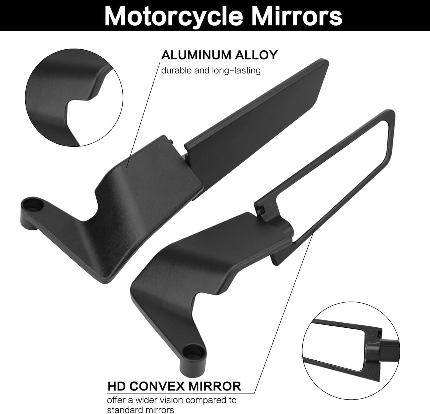 Motorcycle Mirrors Adjustable Rotating Rear View Mirror Stealth Wind Wing Side Mirror for DUKE-200 DUKE-250 DUKE-390 MT-15 Z400 Z600 MT-09 All Street Bikes.