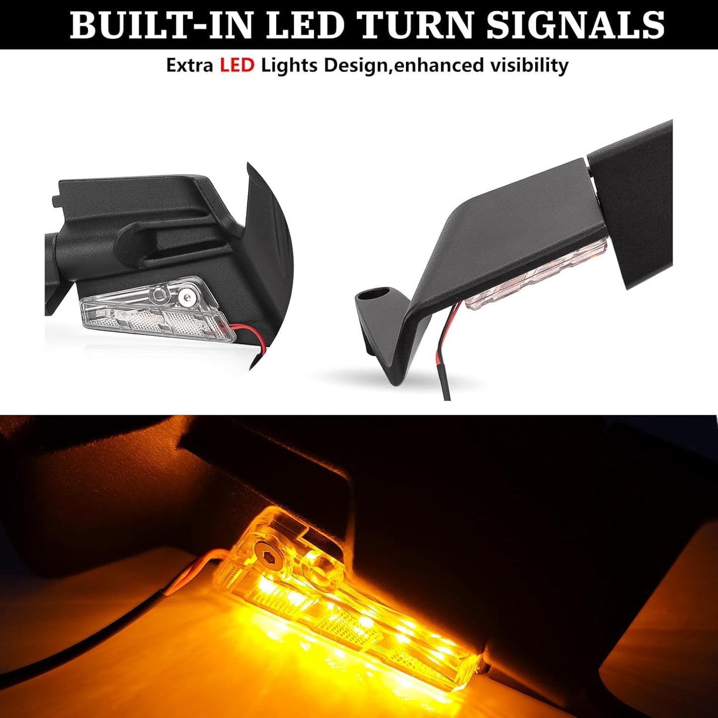 Motorcycle Mirrors with LED Turn Signal Large Stealth Mirror Adjustable Rearview Mirror Wind Wing Side Mirror for Z650 Z900 Z1000 Duke 390 790 1290 MT07 MT09 S1000 Street Bike Mirrors, LARGE