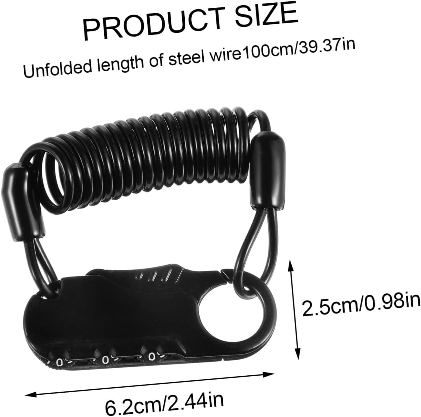 GUB 3-Digit Combination Cable - Portable & Resettable Password Bike/Bicycle Helmet Heavy Duty Security Number Lock for All Motorcycles and House Hold Needs, BLACK