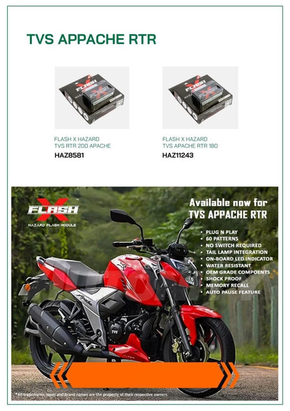 GUB Flash X Hazard Module, Blinker/Flasher Compatible For APPACHE RTR 180, 200 4V
