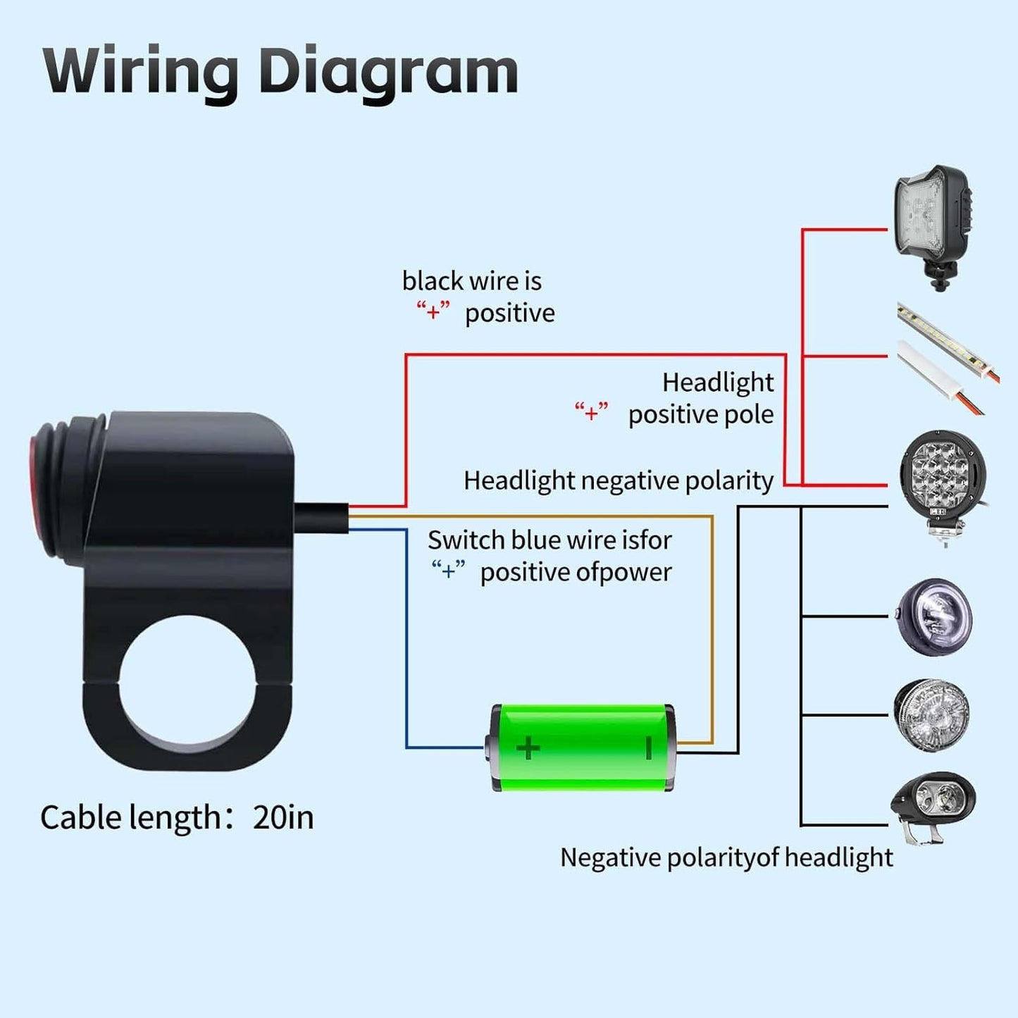 Universal 12V Handlebar CNC Metal Switch (1-Way) ON/OFF for All Bikes and Motorcycles With Red LED