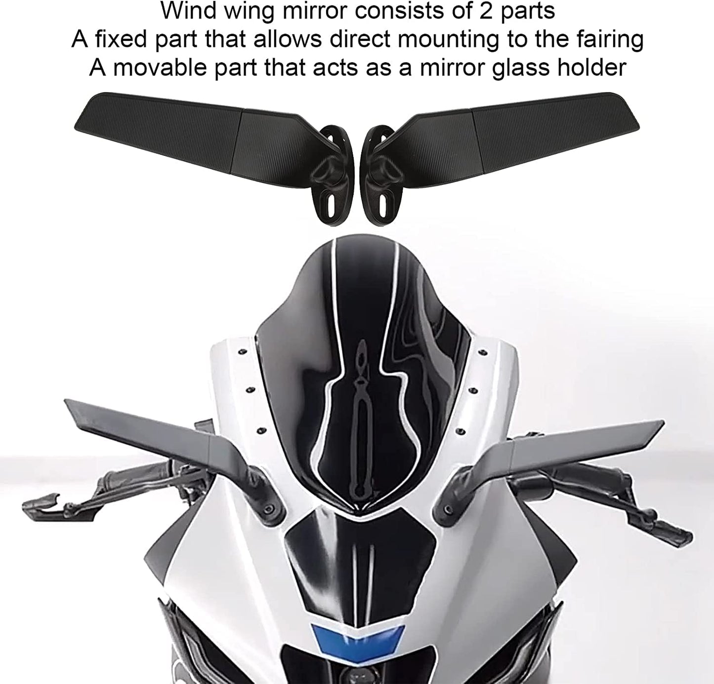 OM30 Rearview Rotating Side Steath Mirrors Adjustable Wind Wing Multi-angle Compactable with Kawasaki Ninja 250 300 400 Yamaha R25 R3 R15 V3/V4
