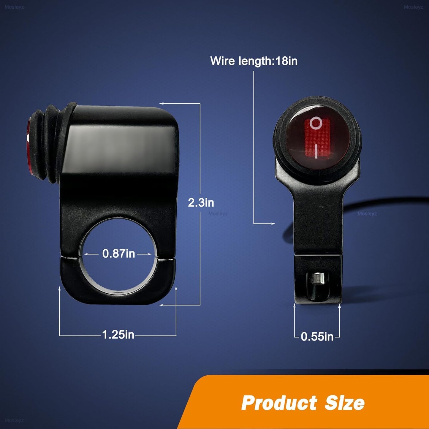 Universal 12V Handlebar CNC Metal Switch (1-Way) ON/OFF for All Bikes and Motorcycles With Red LED