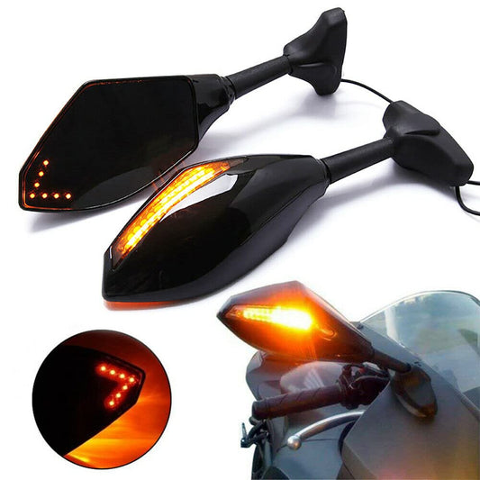 OM38 Universal Motorcycle Twin LED Indicator Rear View Mirrors for Full faired Motorcycles