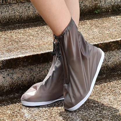GUB Reusable PVC Waterproof Shoe Covers,Shoe Protectors with Waterproof Zipper and Drawstring Design,Not-Slip Rain Shoe Covers for Women and Men